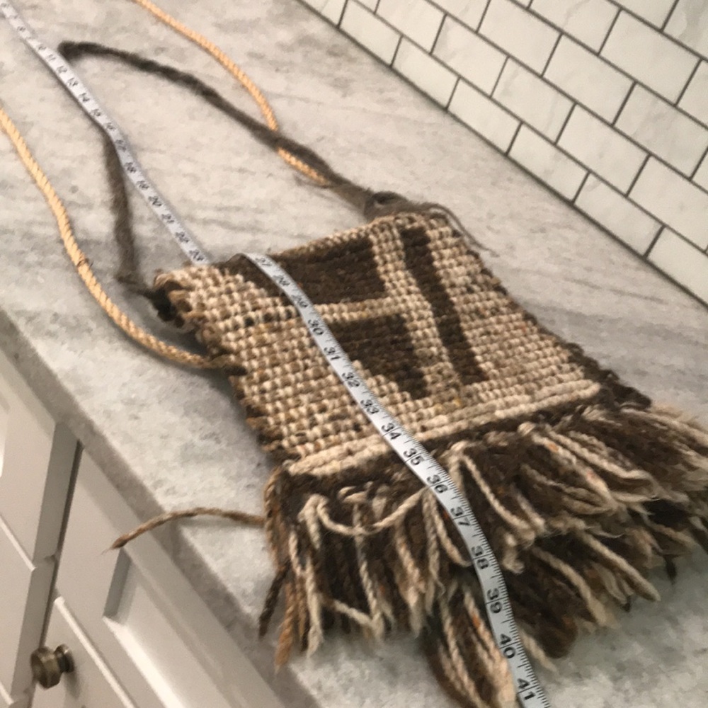 Southwestern Shoulder Bag Womens Tan Brown Handwoven Fringe Woven Southwestern - Picture 4 of 9